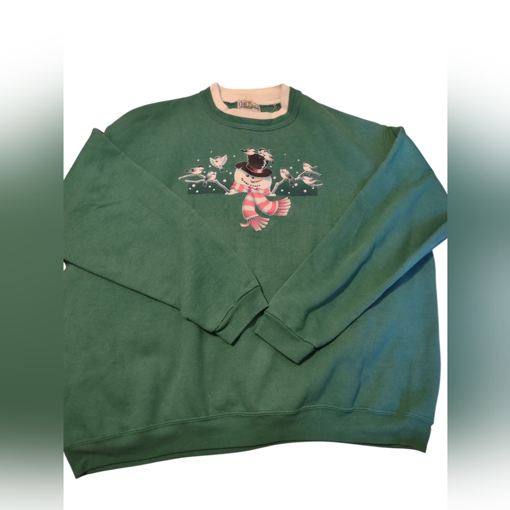 VTG Day‎ Breeze Snowman Sweatshirt 2X Christmas Winter Cozy Double Collar